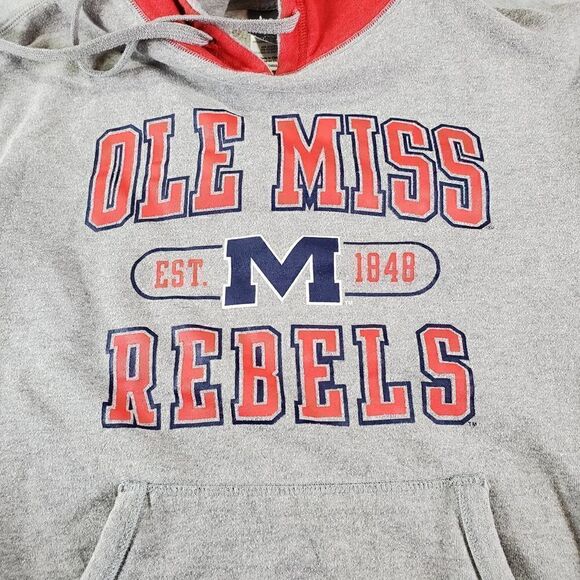 Ole Miss Hoodie Mens Medium Gray Knights Apparel Rebels Pullover - Picture 6 of 10